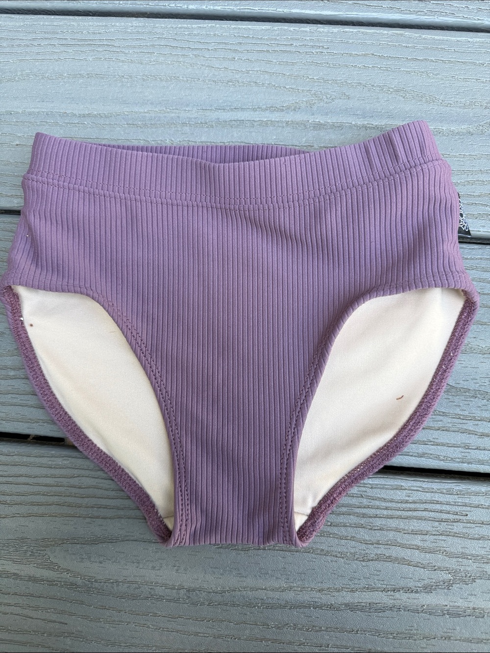 Kids Ribbed High-Waist Bikini Bottoms in Lavender
